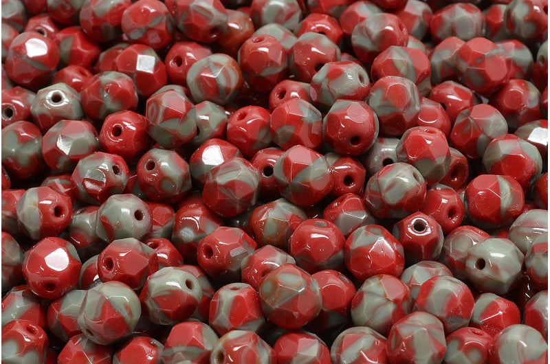 ファイアポリッシュファセットビーズラウンド、クリスタルグレーヴィオール(00030-GREY-VIOL)、ボヘミアクリスタルガラス、チェコ共和国