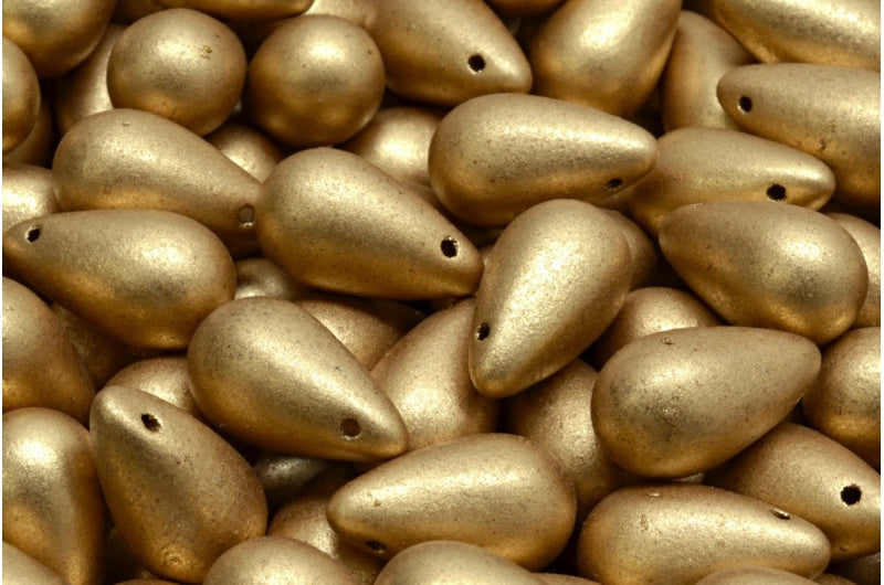 ドロップビーズ、クリスタルアズテックペールゴールド(00030-01710)、ガラス、チェコ共和国