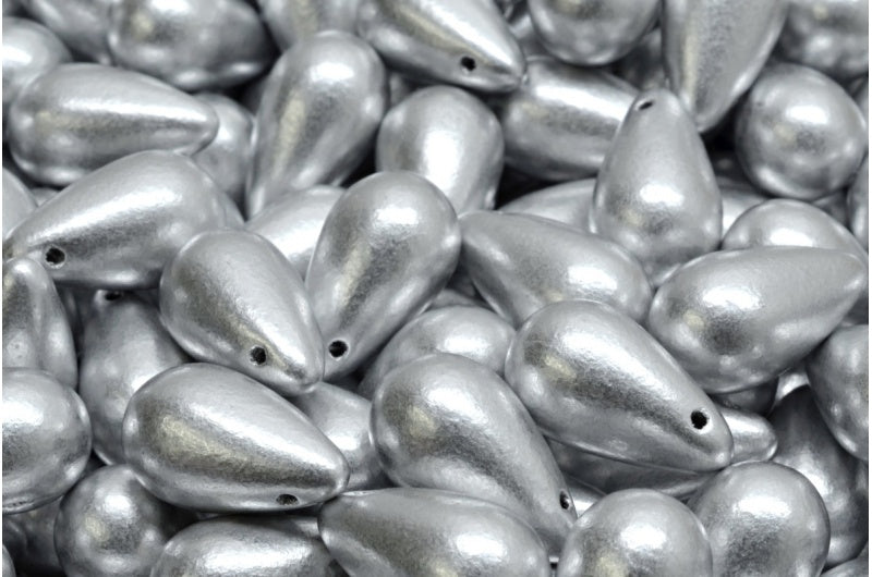 ドロップビーズ、クリスタルシルバーマット(00030-01700)、ガラス、チェコ共和国