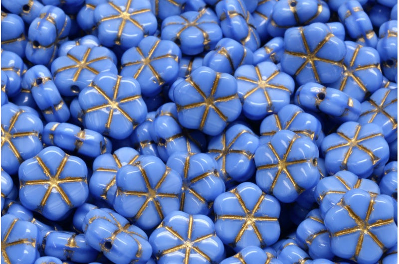 Garland Flower Beads, 34010 Gold Lined (34010-54302), Glass, Czech Republic