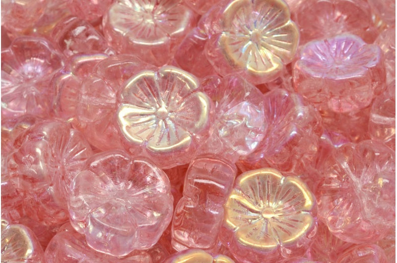 Hawaiian Flower Beads, Crystal Ab 34304 (00030-28701-34304), Glass, Czech Republic