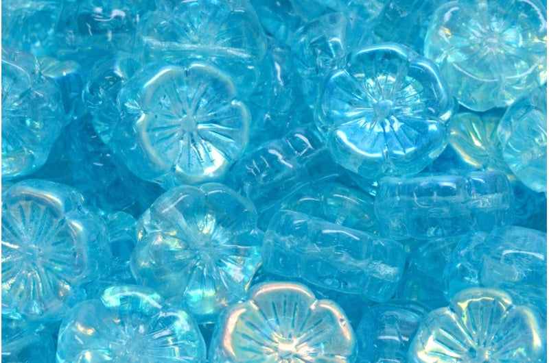 Hawaiian Flower Beads, Crystal Ab 34308 (00030-28701-34308), Glass, Czech Republic
