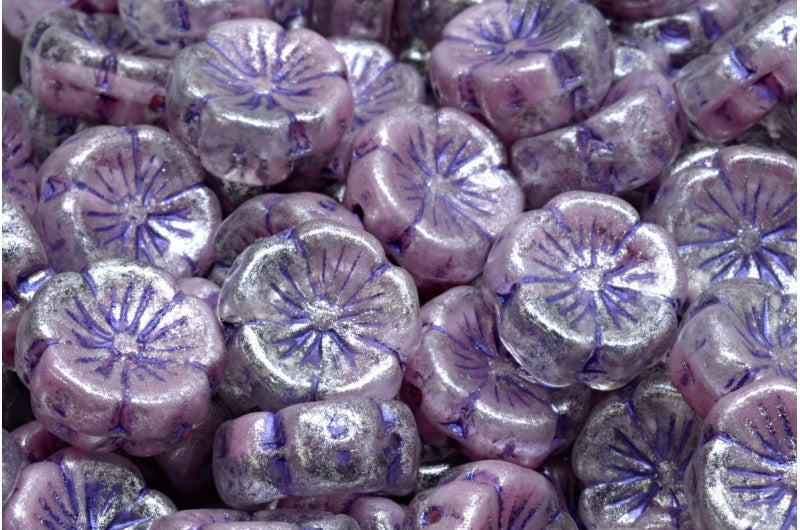 ハワイアンフラワービーズ、ピンク 43810 34301 (R0742-43810-34301)、ガラス、チェコ共和国