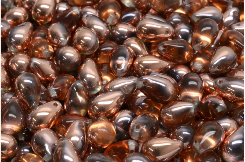 ドロップビーズ、クリスタルローズゴールドカプリ(00030-27101)、ガラス、チェコ共和国