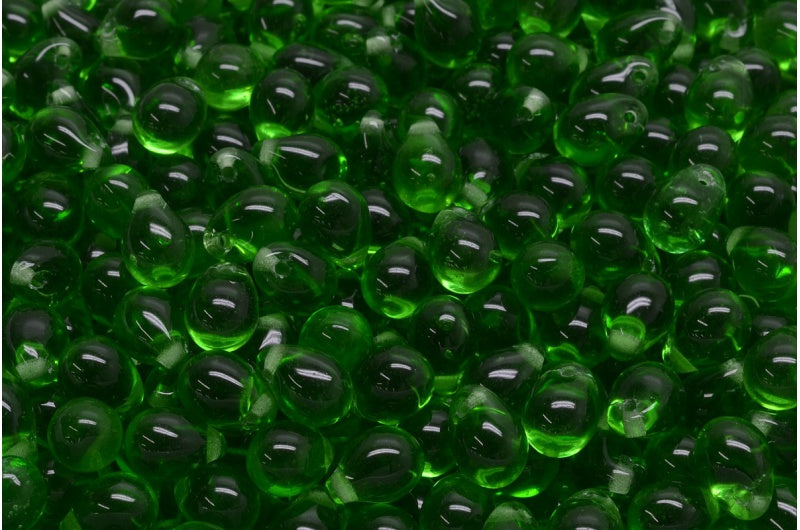 ドロップビーズ、透明グリーン(50110)、ガラス、チェコ共和国