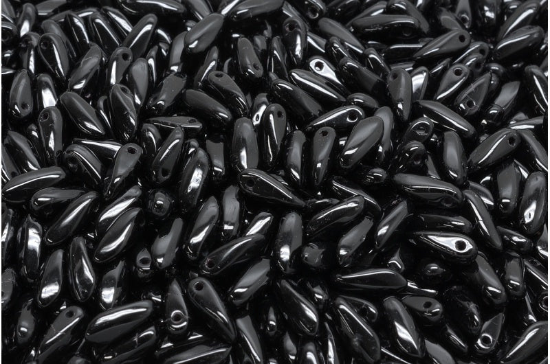 ダガービーズ、黒(23980)、ガラス、チェコ共和国