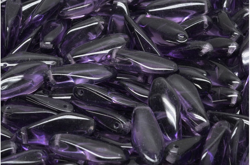 ダガービーズ、透明ライトアメジスト(20500)、ガラス、チェコ共和国