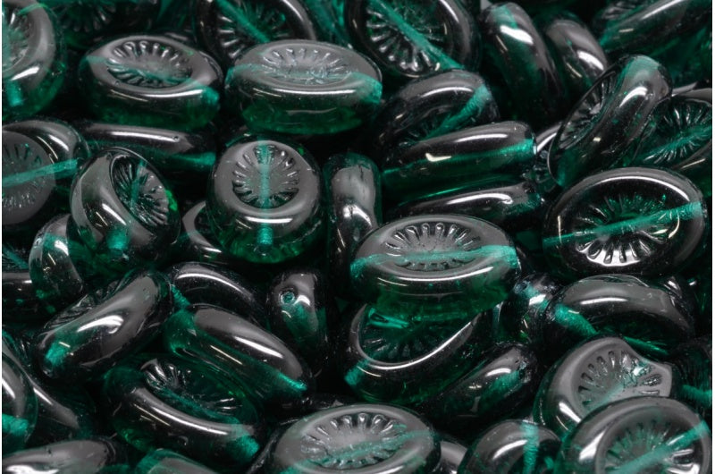 Kiwi beads, Transparent Green (50110), Glass, Czech Republic