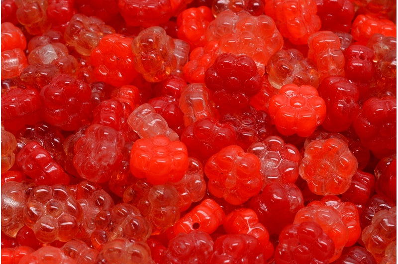 フラットフラワービーズ、クリスタルレッド(00030-RED)、ガラス、チェコ共和国