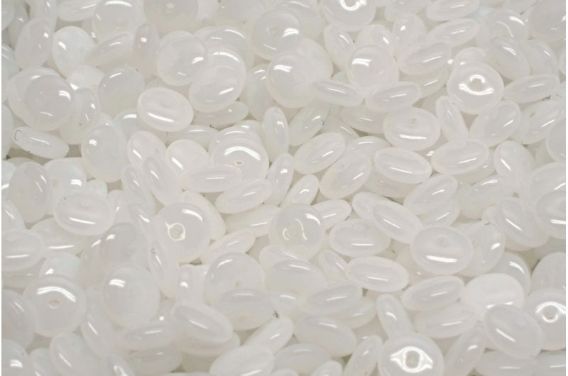 Space Disk Beads, White (02010), Glass, Czech Republic