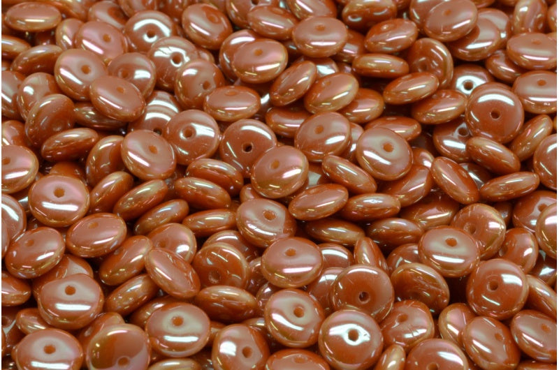 Space Disk Beads, White Jet Black Full Apricot (02010-29123), Glass, Czech Republic