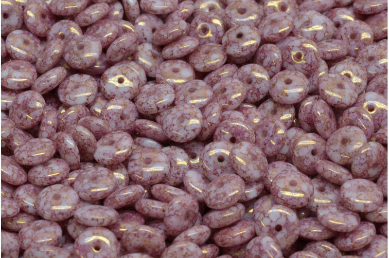 Space Disk Beads, White Terracotta Violet (02010-15496), Glass, Czech Republic