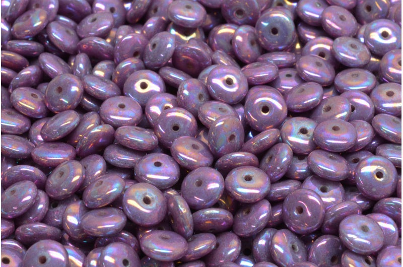 Space Disk Beads, White Vega Iris (02010-15781), Glass, Czech Republic