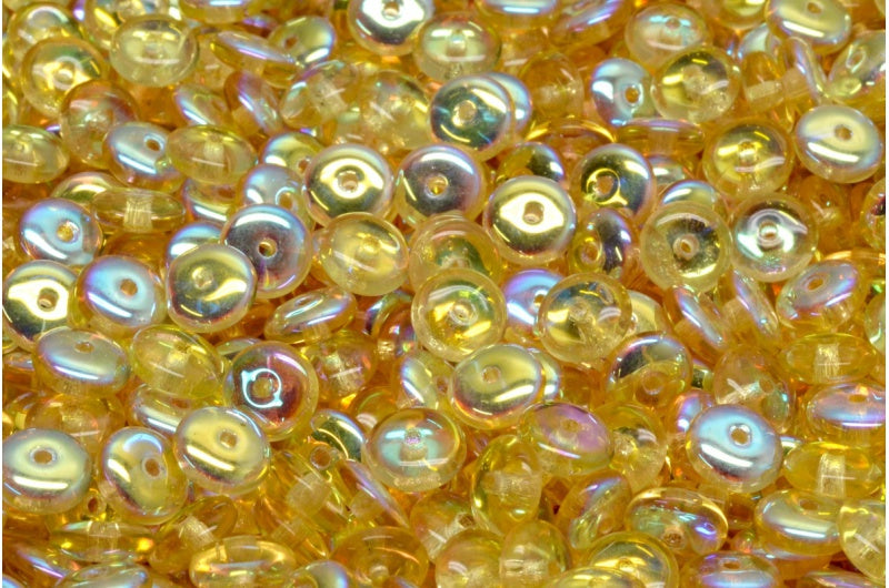 Space Disk Beads Transparent Orange Ab (10030-28701), Glass, Czech Republic