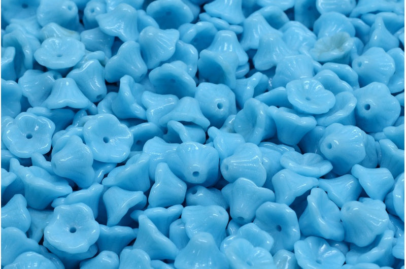 Bell Flower Cup Beads, Blue (63020), Glass, Czech Republic