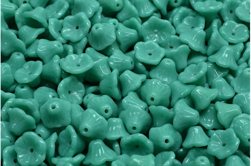 Bell Flower Cup Beads, Turquise (63140), Glass, Czech Republic