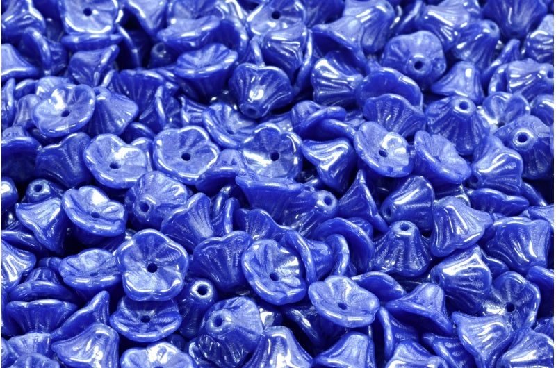 ベルフラワーカップビーズ、不透明ブルーヘマタイト(33050-14400)、ガラス、チェコ共和国