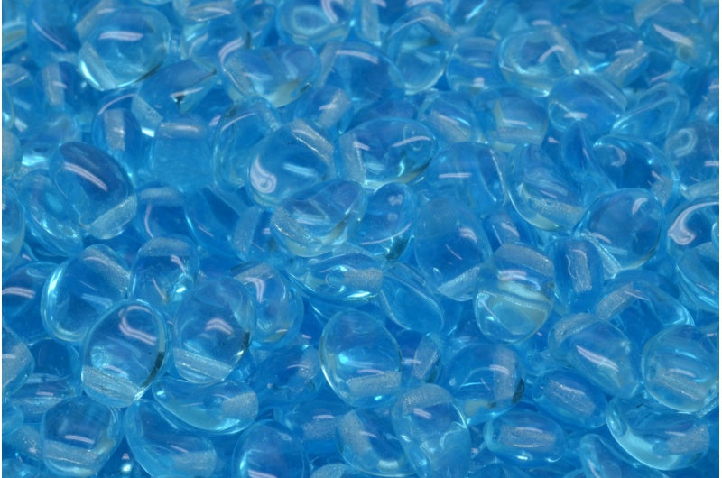 Tulip Petal Beads, Transparent Aqua (60010), Glass, Czech Republic