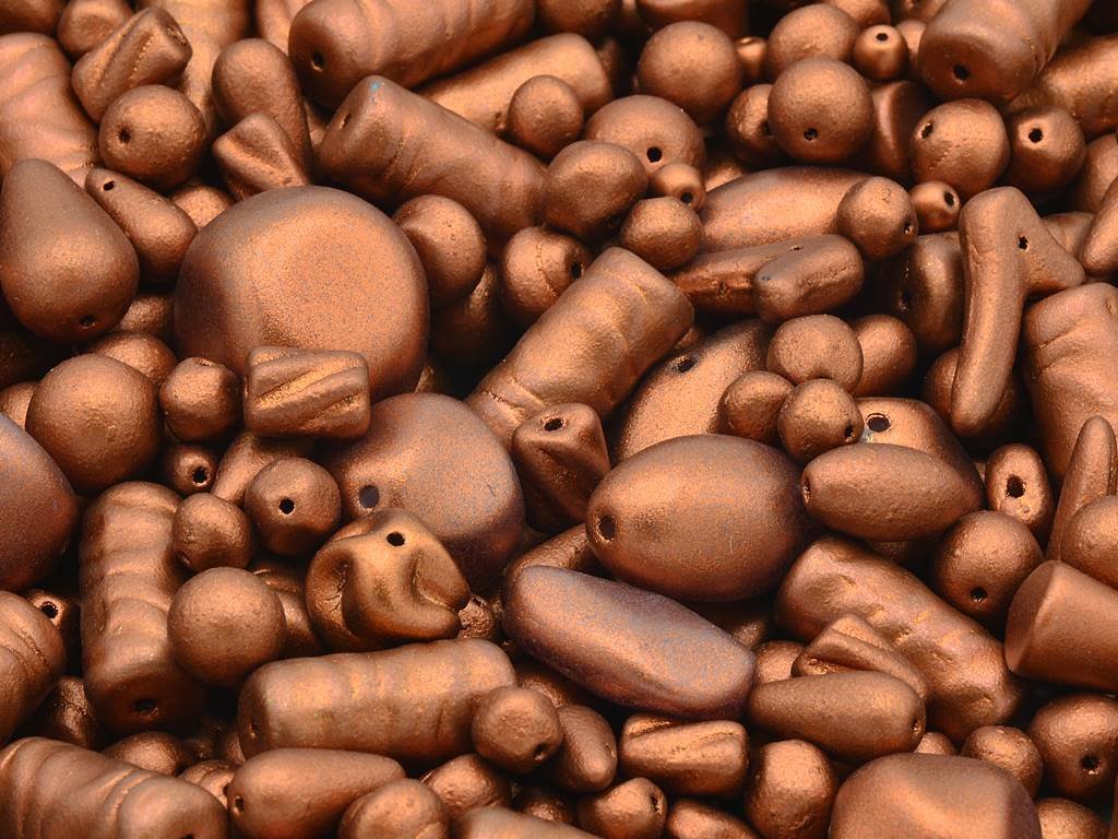 Mixed Glass Beads, Copper Fire Red, Glass, Czech Republic