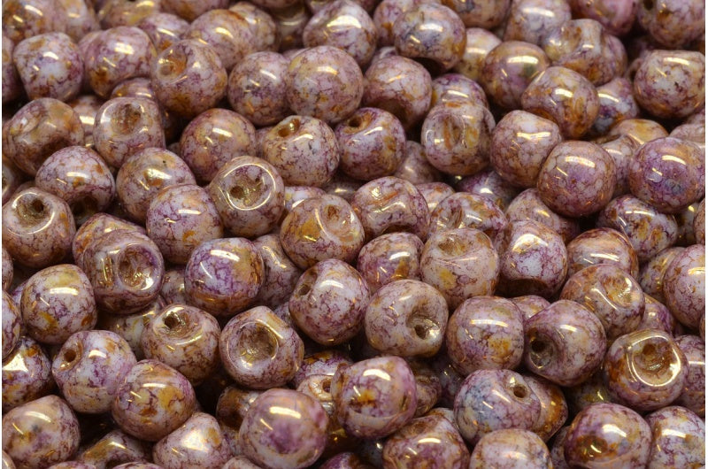 Mushroom Button Beads, White 15696 (02010-15696), Glass, Czech Republic