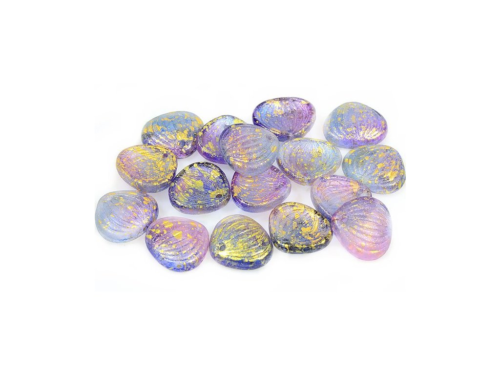 Rose Petal Beads with Stripes 48002/56982 Glass Czech Republic