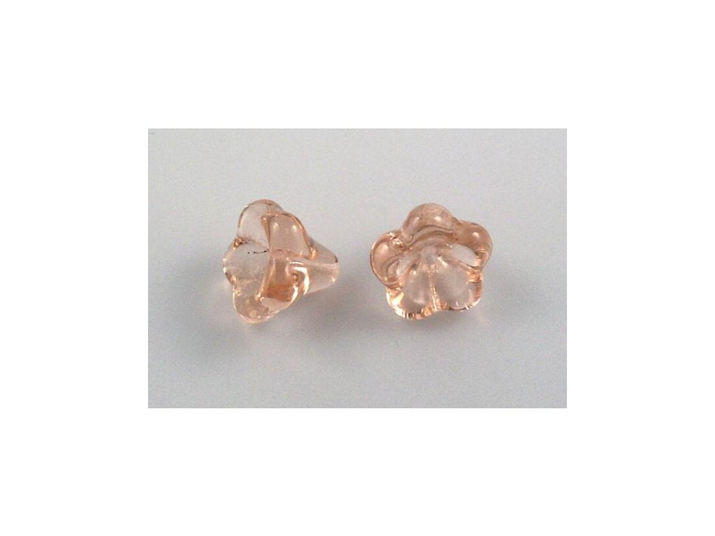 Flower Bell Beads Transparent Pink Glass Czech Republic