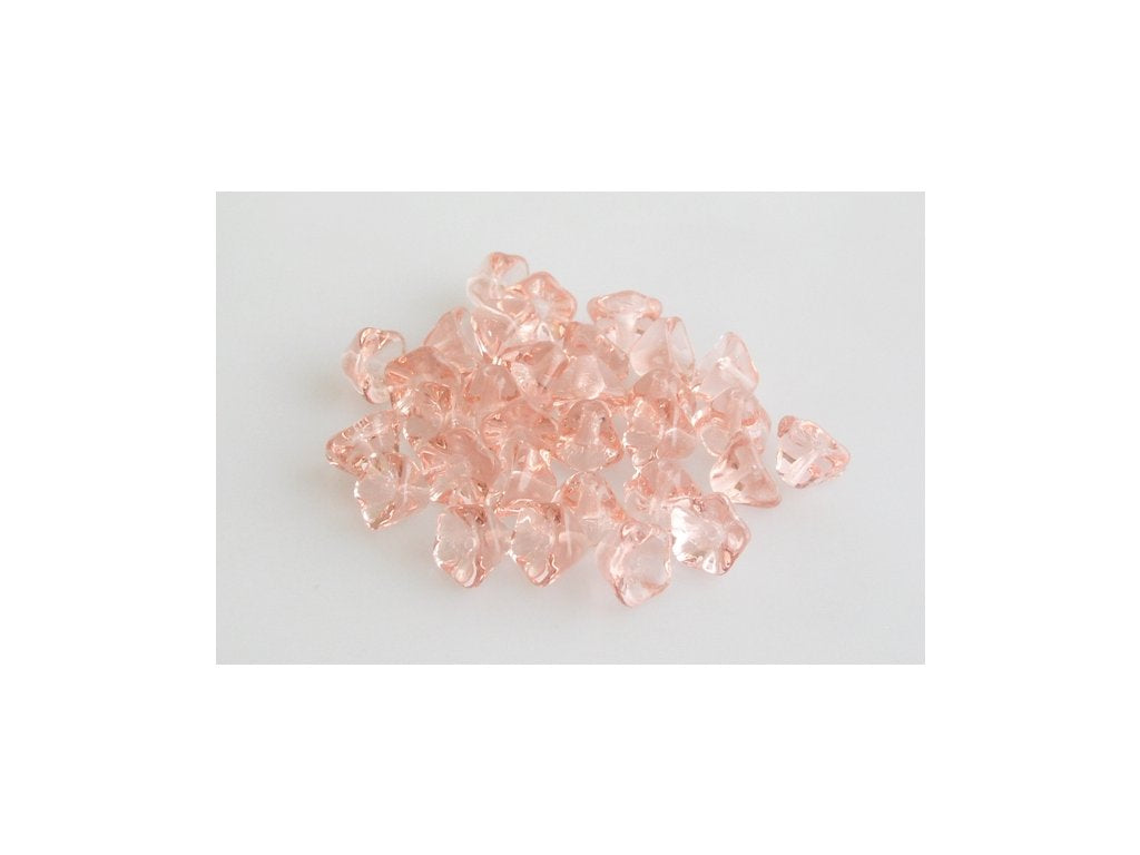 Flower Bell Beads Transparent Pink Glass Czech Republic