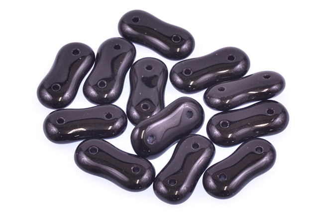 2-hole Spacer Pressed Beads 4 x 16 mm, Black (23980), Bohemia Crystal Glass, Czechia 11100247