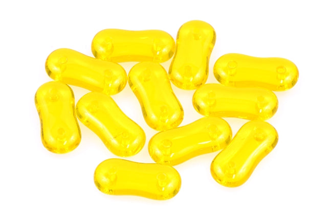 2-hole Spacer Pressed Beads 4 x 16 mm, Transparent Yellow (80020), Bohemia Crystal Glass, Czechia 11100247