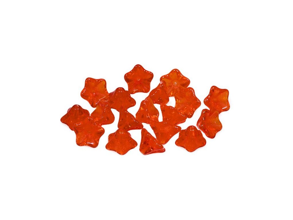 Flower Bell Beads Transparent Orange Glass Czech Republic