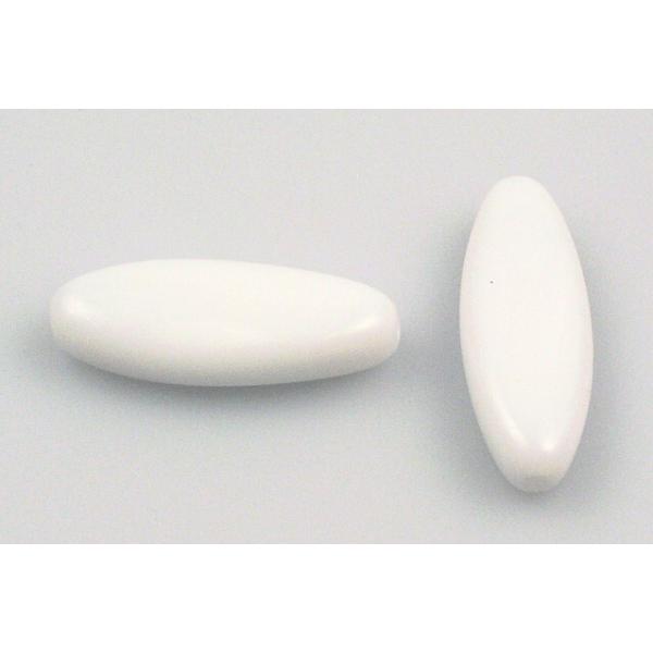 Pressed Beads Oval 24 x 9 mm, Chalk White (3000), Bohemia Crystal Glass, Czechia 11101314