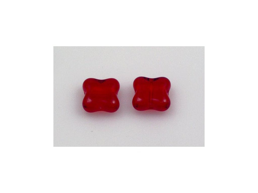 Pressed Beads Cross Ruby Red Glass Czech Republic