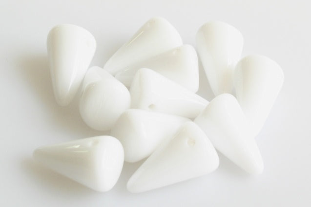 Spike Thorn Beads 12 x 18 mm, Chalk White (3000), Bohemia Crystal Glass, Czechia 11101321