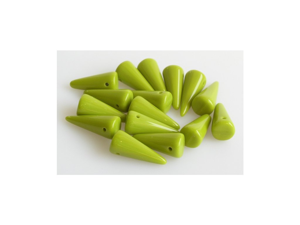 Spike Thorn Beads Opaque Green Glass Czech Republic