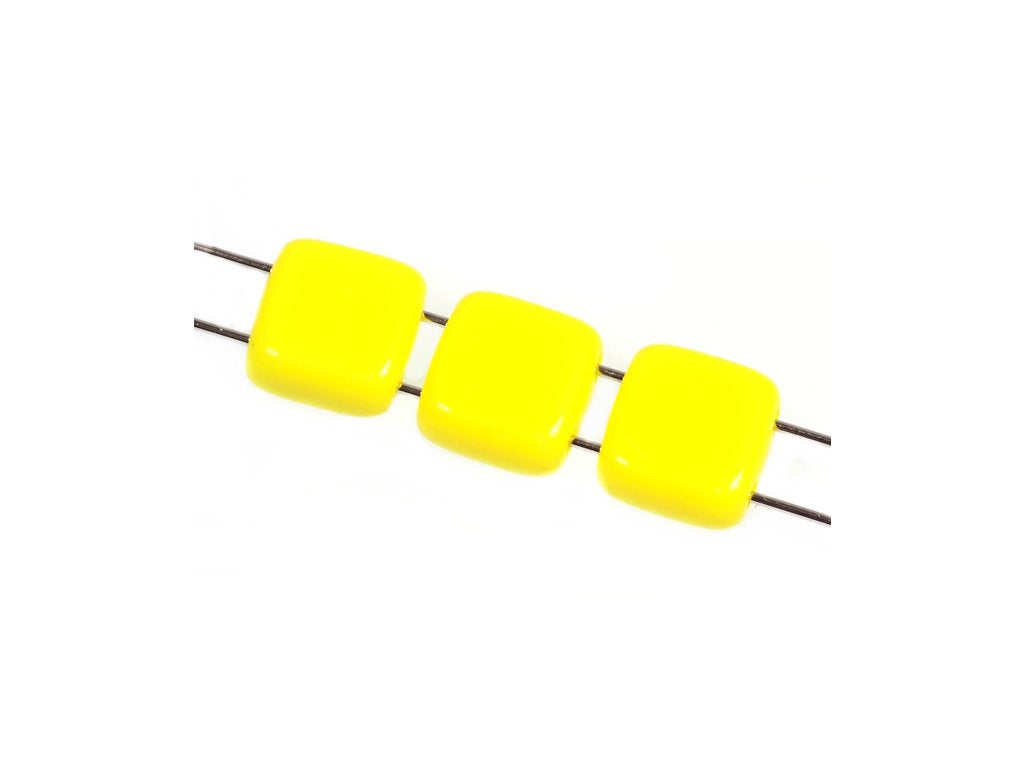 Tile 2-hole Square Beads Yellow Glass Czech Republic
