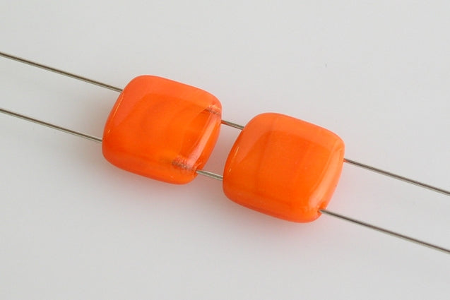 Tile 2-hole Square Beads 8 x 8 mm, Orange (96010), Bohemia Crystal Glass, Czechia 11109009