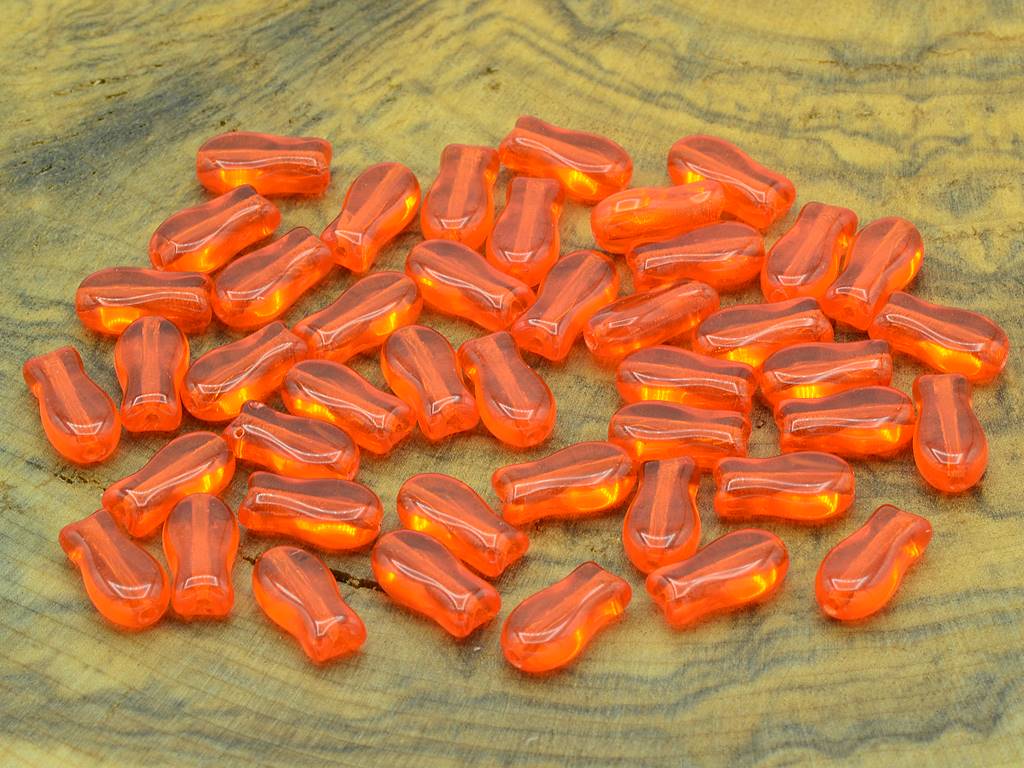 Fish Shaped Beads 9 x 5 mm, Transparent Orange (90030), Bohemia Crystal Glass, Czechia 11109016