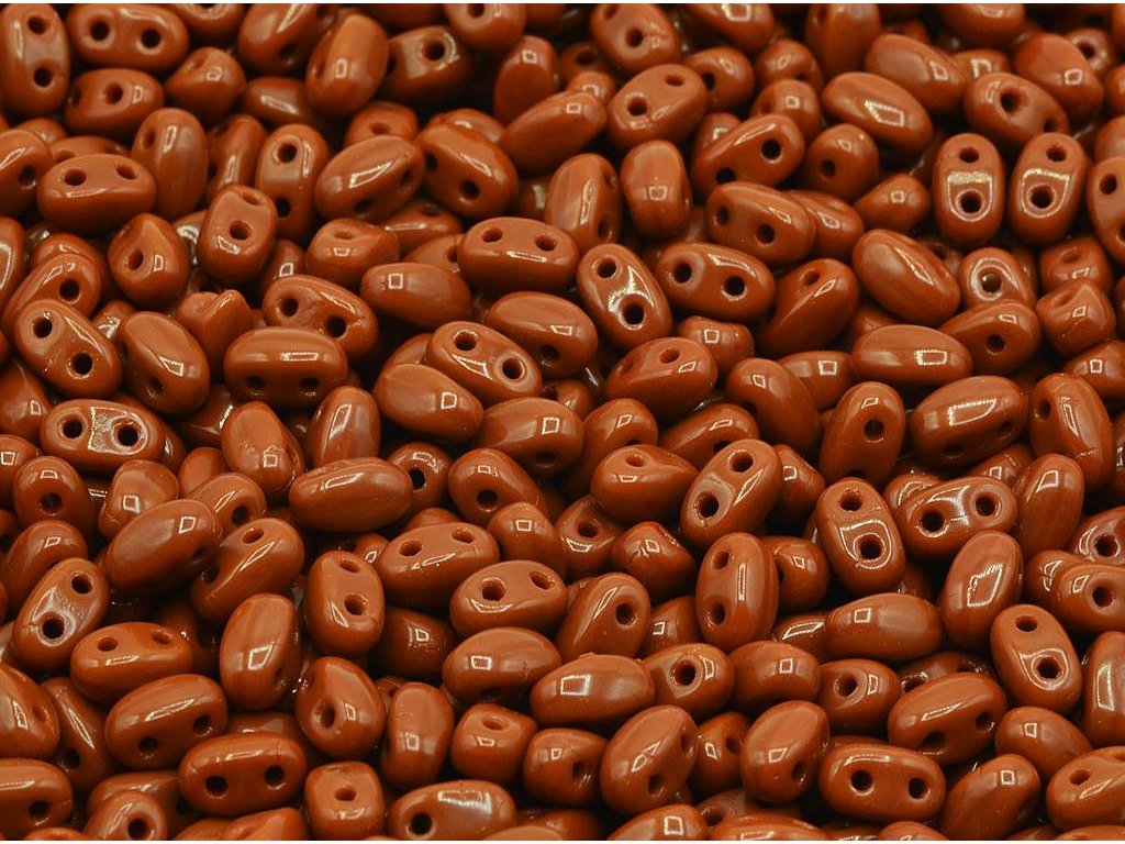 GBduo 2-hole Oval Beads Opaque Brown Glass Czech Republic