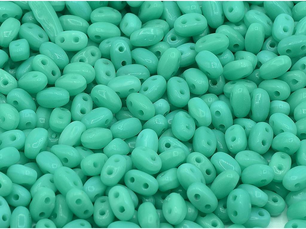 GBduo 2-hole Oval Beads Turquoise Glass Czech Republic