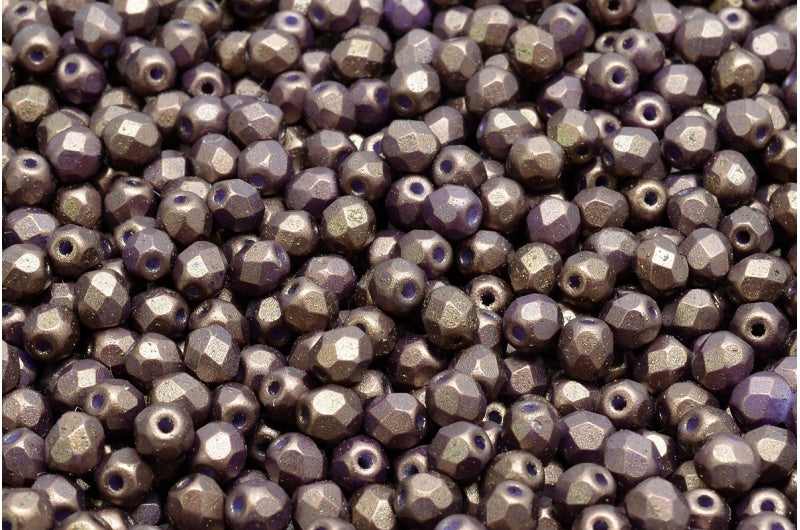 ファセットビーズラウンド、チョークホワイト 24107 (03000-24107)、ボヘミアクリスタルガラス、チェコ共和国