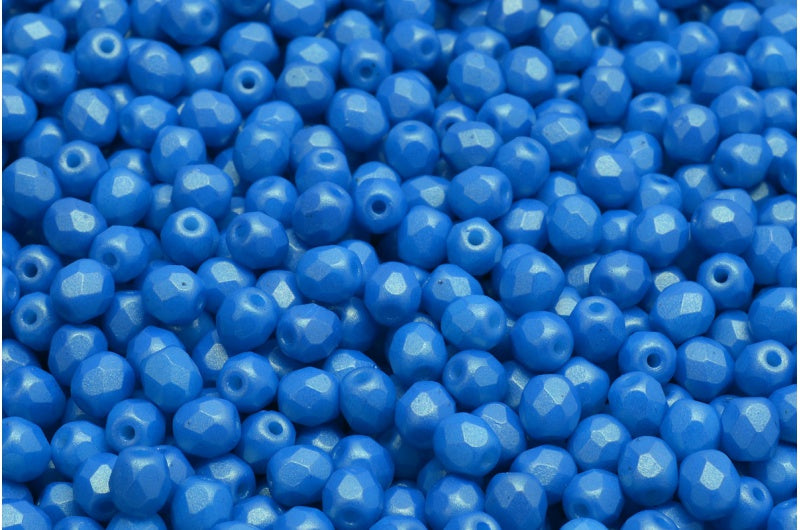 ファセットビーズラウンド、チョークホワイト 24108 (03000-24108)、ボヘミアクリスタルガラス、チェコ共和国