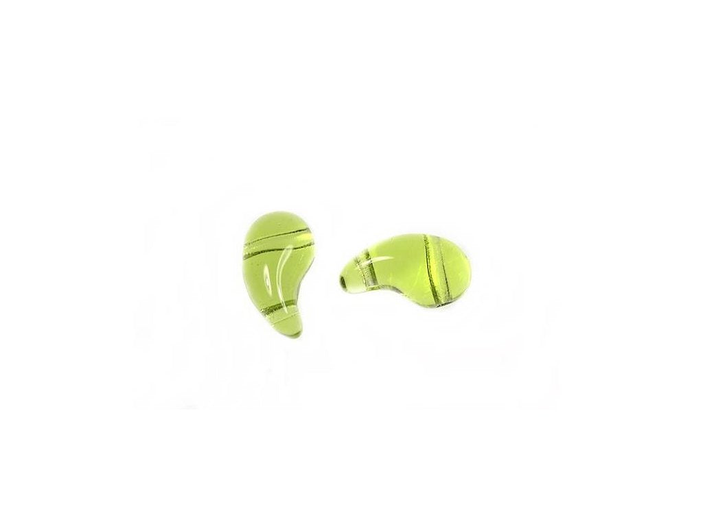 ZoliDuo 2-hole Comma Beads Right Transparent Green Glass Czech Republic