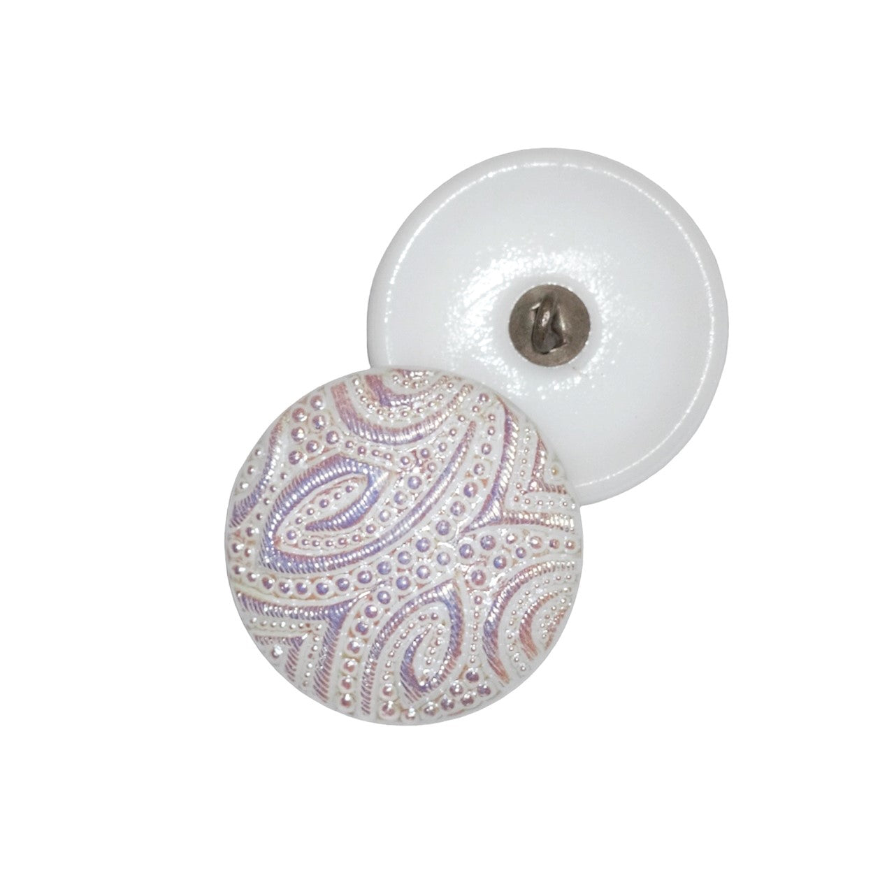 1 pcs Hand Painted Glass Buttons with ornament, size 10 (22.5 mm), Czech Republic