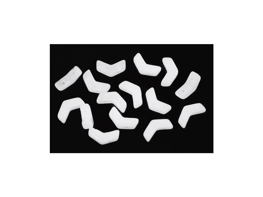 Arrow 2-hole Beads Ava Eva Chalk White Glass Czech Republic