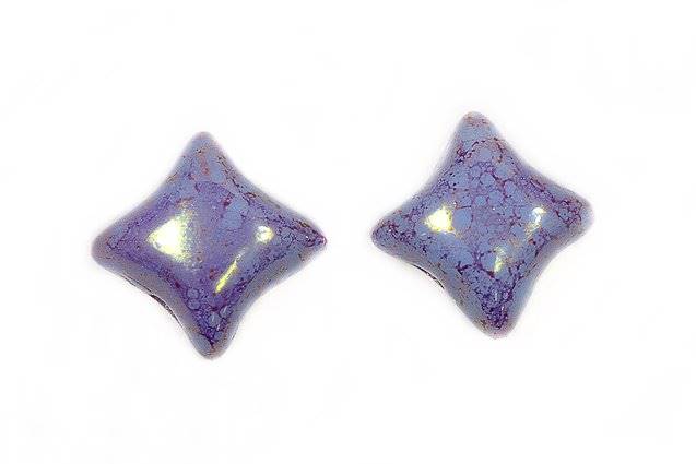 WibeDuo 2-hole Beads Star Cross 8 x 8 mm, Blue Terracotta Red (63020-15495), Bohemia Crystal Glass, Czechia 11109036