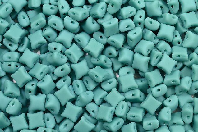 WibeDuo 2-hole Beads Star Cross 8 x 8 mm, Turquoise Matte (63130-84110), Bohemia Crystal Glass, Czechia 11109036
