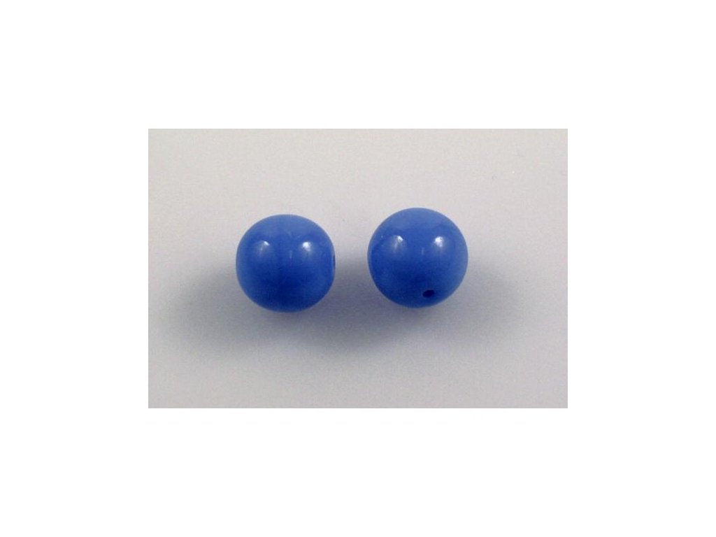 Round Pressed Beads Opaque Blue Glass Czech Republic