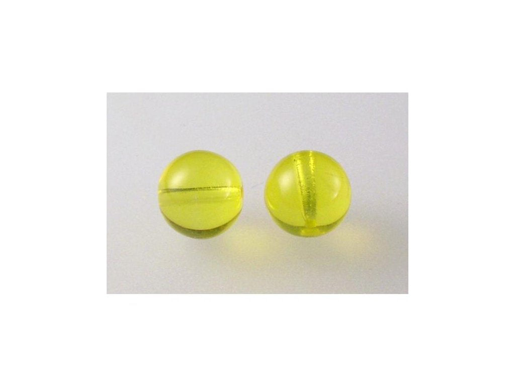 Round Pressed Beads Transparent Yellow Glass Czech Republic