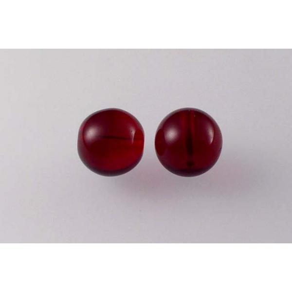 Round Pressed Beads 10 mm, Transparent Red (90100), Bohemia Crystal Glass, Czechia 11119001