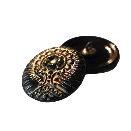 1 pcs Hand Painted Glass Buttons with ornament, size 12 (27 mm), Czech Republic